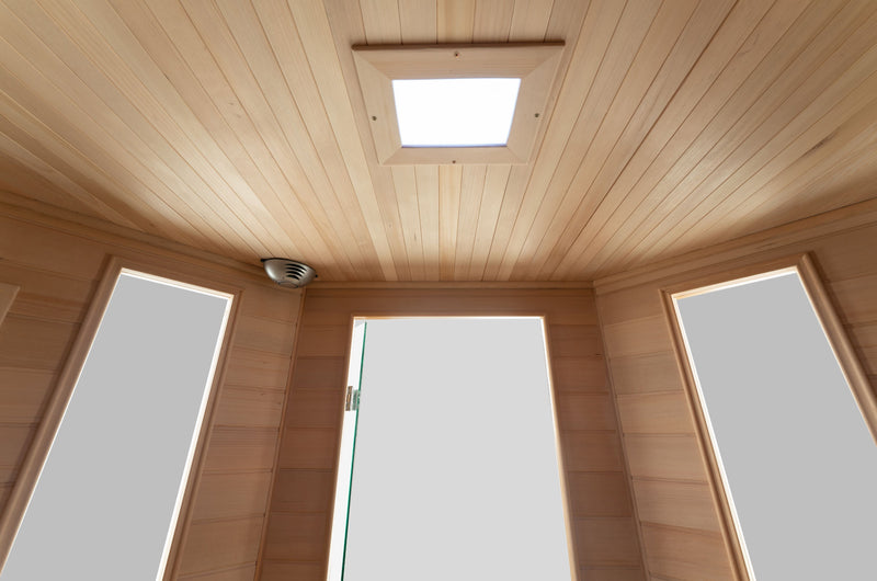Blisspod, Vienna, Corner Far Infrared Sauna Canadian Hemlock Ultra Low EMF, 12 Heaters, 4-5 Persons