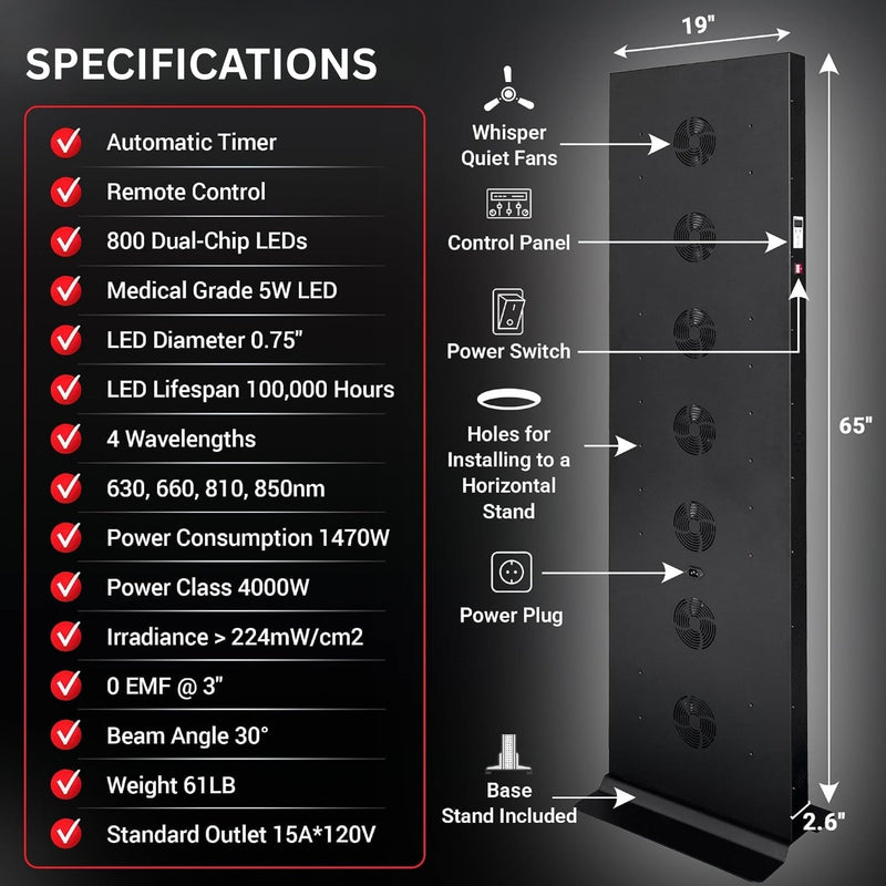 Full-Body Dual-Chip Clinical-Grade Red Light Therapy Panel (SAK63480)