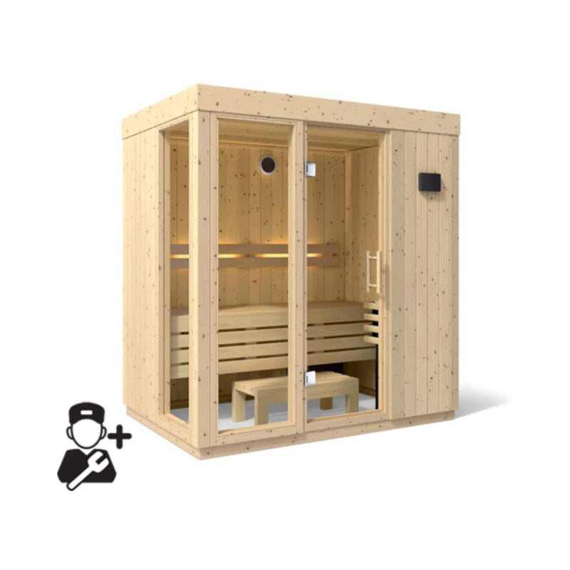 Kohler C1 Luxury Indoor Scandinavian Spruce Home Sauna Kit