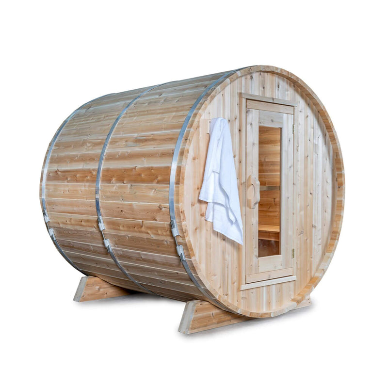 Dundalk Leisurecraft 84-Inch 4-Person Canadian Timber Harmony Barrel Sauna With Solid Wood Benches