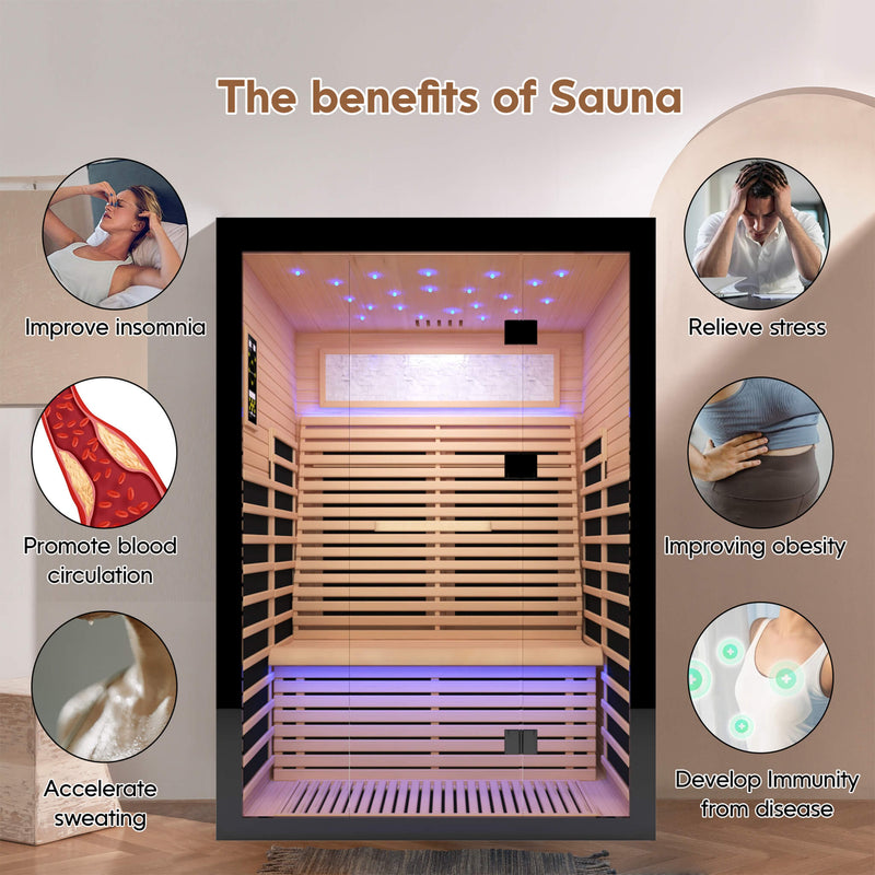 Thermora Flux Luxury 2-Person Canadian Hemlock Wood Far Infrared Home Sauna