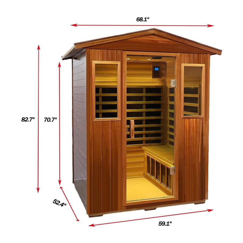 Thermoa Valois Premium 4-Person 2050W Luxury Low EMF Outdoor FAR Infrared Home Sauna With Bluetooth Audio
