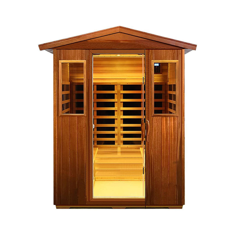 Thermoa Valois Premium 4-Person 2050W Luxury Low EMF Outdoor FAR Infrared Home Sauna With Bluetooth Audio
