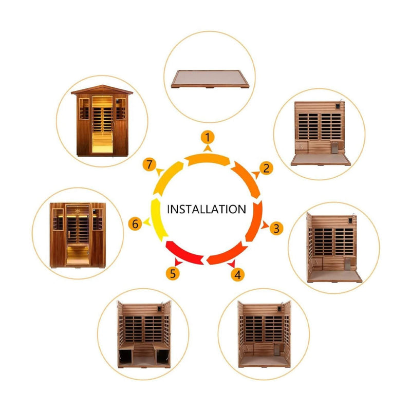 Thermoa Valois Premium 4-Person 2050W Luxury Low EMF Outdoor FAR Infrared Home Sauna With Bluetooth Audio