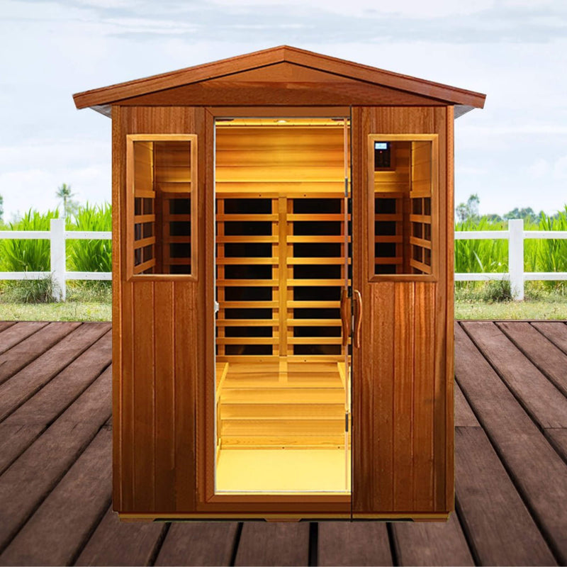 Thermoa Valois Premium 4-Person 2050W Luxury Low EMF Outdoor FAR Infrared Home Sauna With Bluetooth Audio