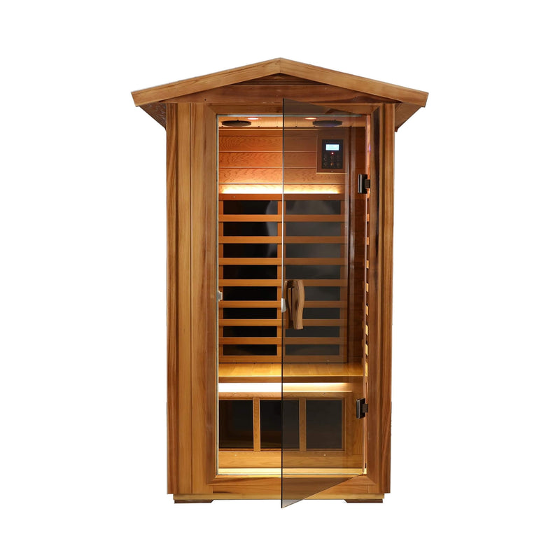 Thermora Xyra Premium 1-Person Outdoor Red Cedar Infrared Sauna With Low EMF, Chromotherapy And Bluetooth (SAK32783)