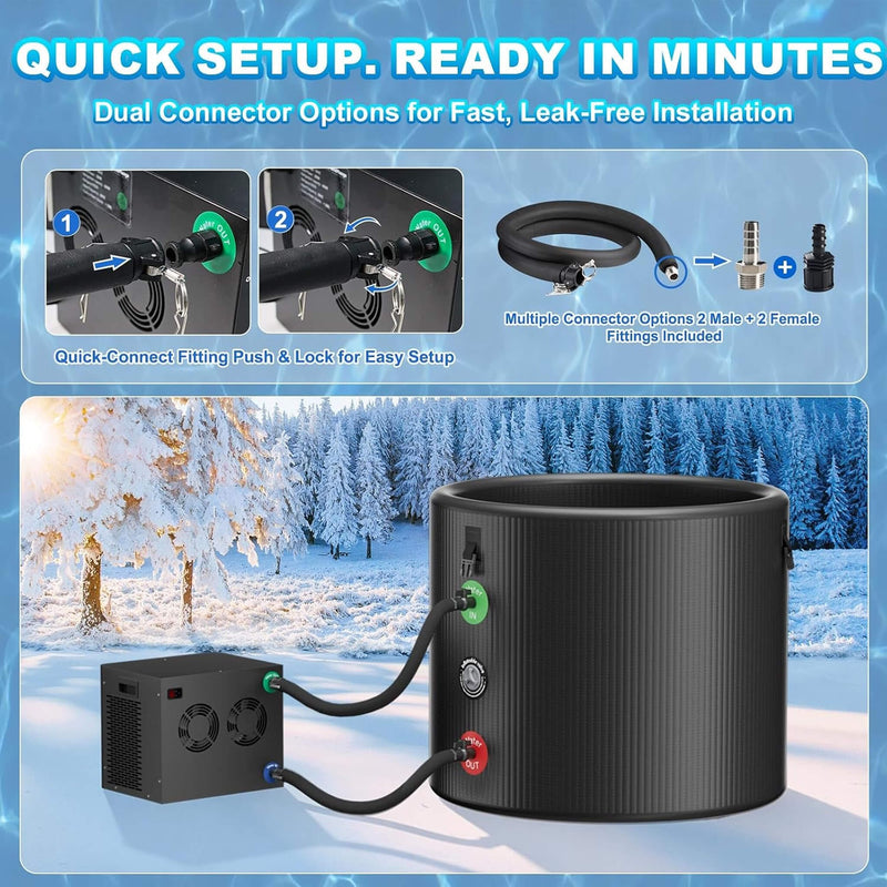 FCP Premium XL 120 Gal Cold Plunge Tub Kit With 1/3 HP Chiller, Filter And Pump (SAK58283)