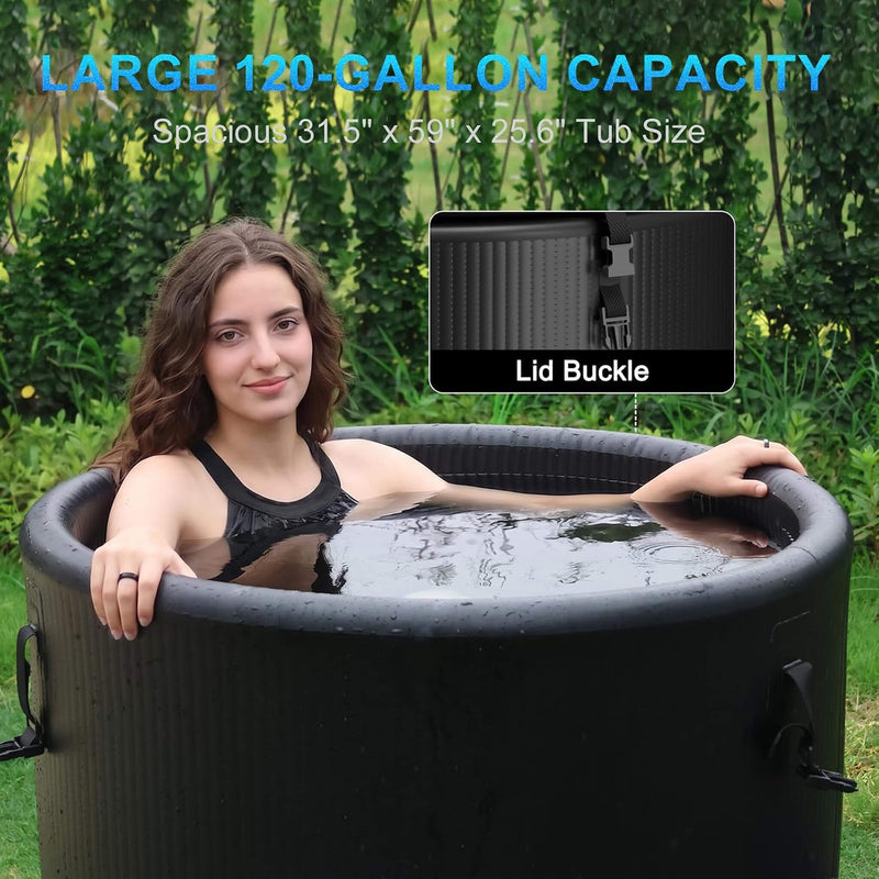 FCP Premium XL 120 Gal Cold Plunge Tub With 1HP Chiller, Filter, And Pump