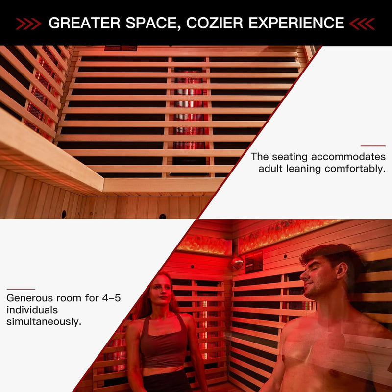 Rövia Ember 4-Person Full-Spectrum Infrared Sauna With Himalayan Salt Panels