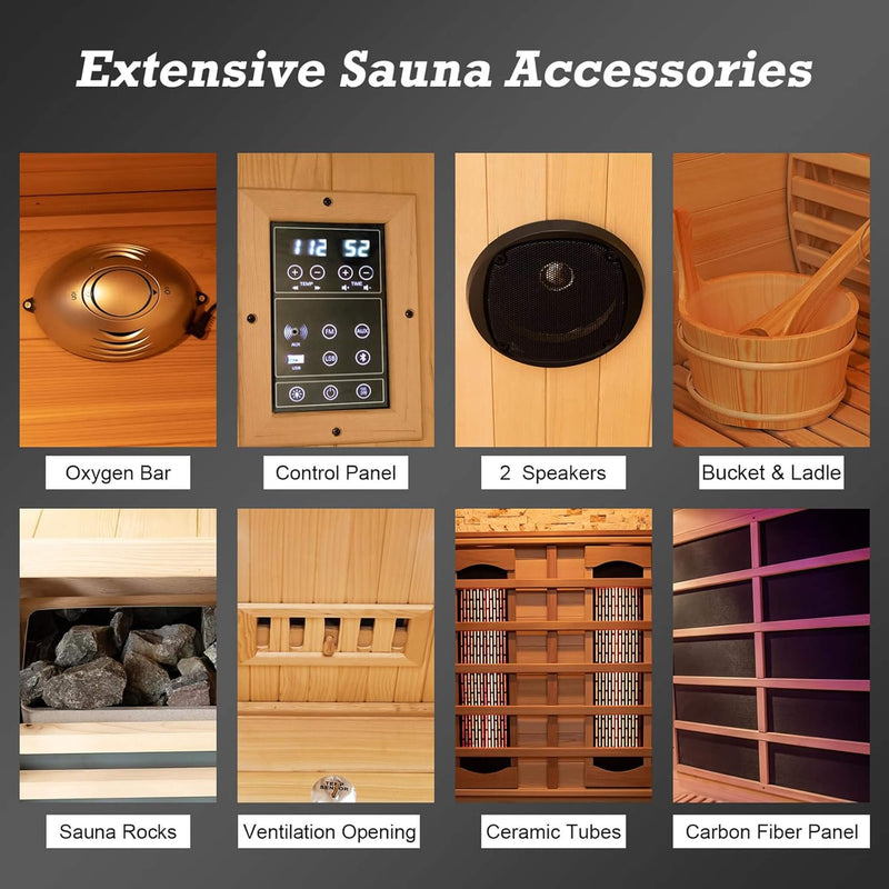 Rövia Aurora 3-Person Indoor Hybrid Sauna Room With Infrared And 4.5KW Steam Heater