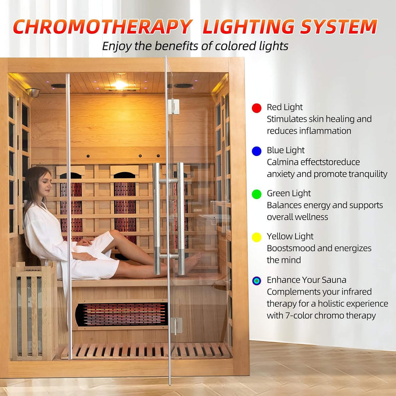 Rövia Aurora 3-Person Indoor Hybrid Sauna Room With Infrared And 4.5KW Steam Heater