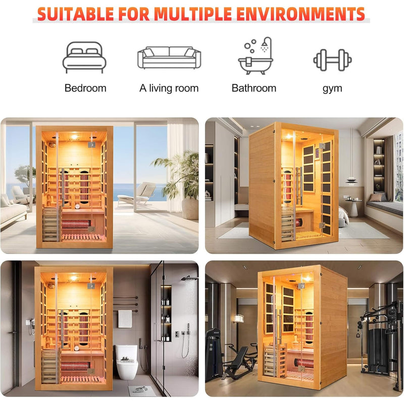 Rövia Aurora 3-Person Indoor Hybrid Sauna Room With Infrared And 4.5KW Steam Heater