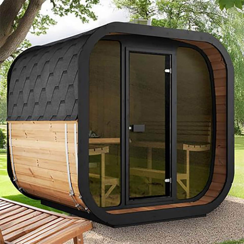SaunaLife Model CL7G 6-Person Cube-Series Luxury Wooden Outdoor Home Sauna Kit