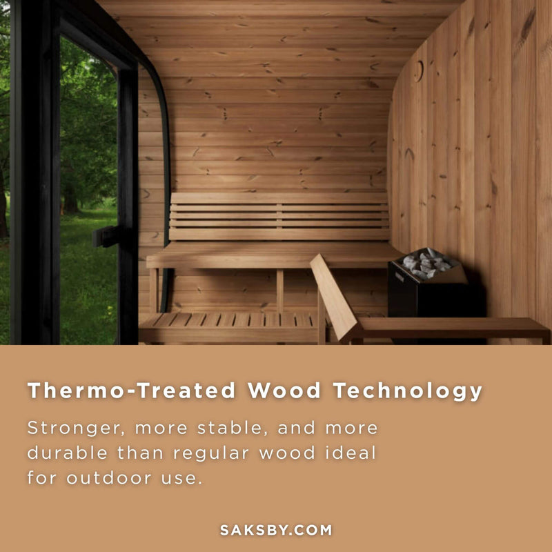 SaunaLife Model CL7G 6-Person Cube-Series Luxury Wooden Outdoor Home Sauna Kit