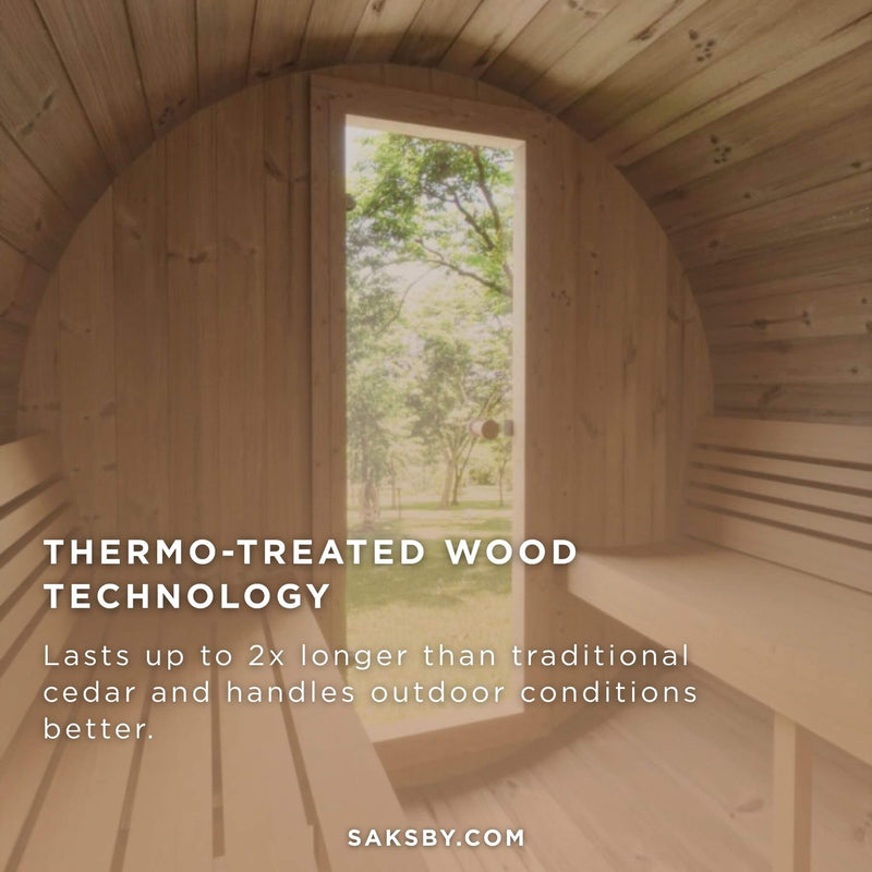 SaunaLife Model E6 Ergo Series 3-Person Thermo-Spruce Backyard Sauna Barrel