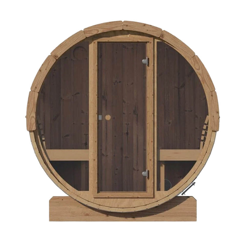 SaunaLife Model E7G Ergo Series 4-Person Outdoor Sauna Barrel With Glass Front