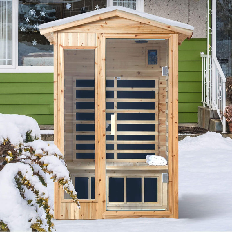 Thermora Vexa 2-Person Outdoor Infrared Sauna With Bluetooth Audio And LED Lighting