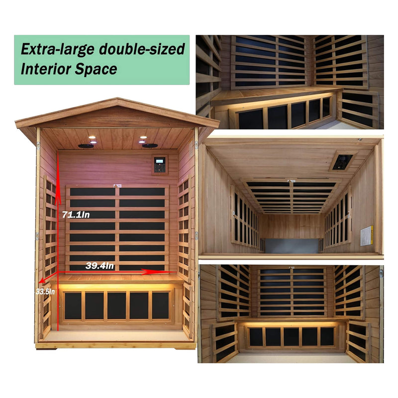 Thermora Ignis 2-Person Ultra-Low EMF Mahogany Outdoor Infrared Sauna With Bluetooth Speakers