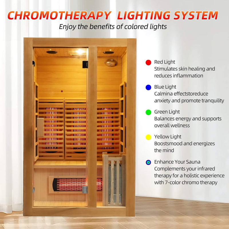 Rövia Luma 2-Person Indoor Hybrid Sauna Room With Infrared And 3.5KW Steam Heater