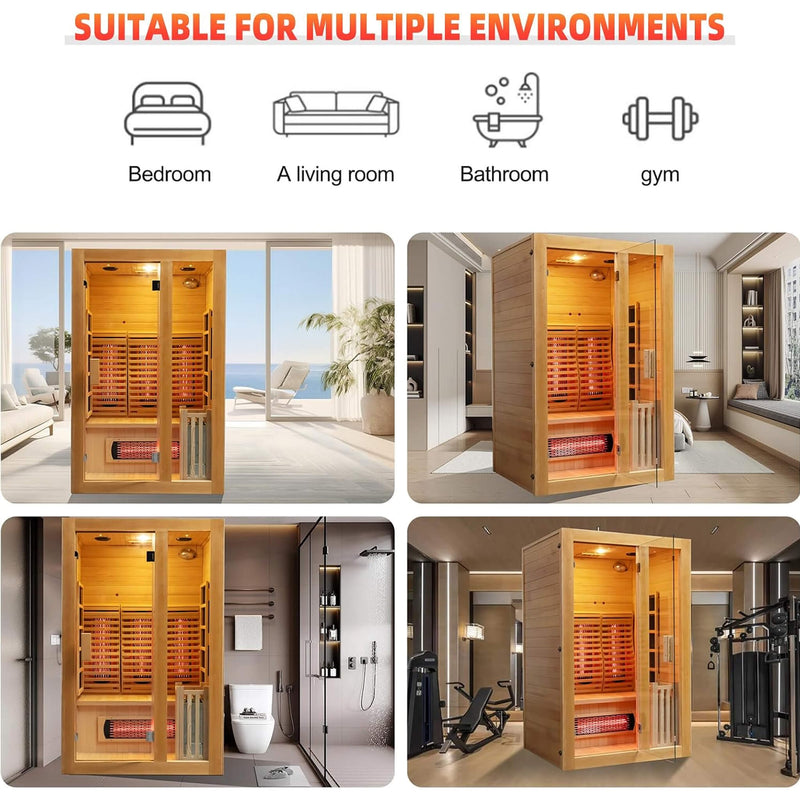 Rövia Luma 2-Person Indoor Hybrid Sauna Room With Infrared And 3.5KW Steam Heater