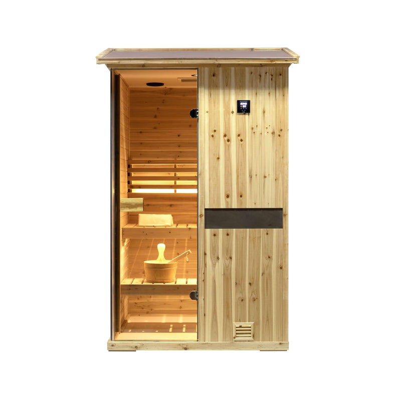 Thermora Arctic Premium 2-Person Outdoor Wooden Steam Sauna Room With Smart Control Panel And Bluetooth Audio